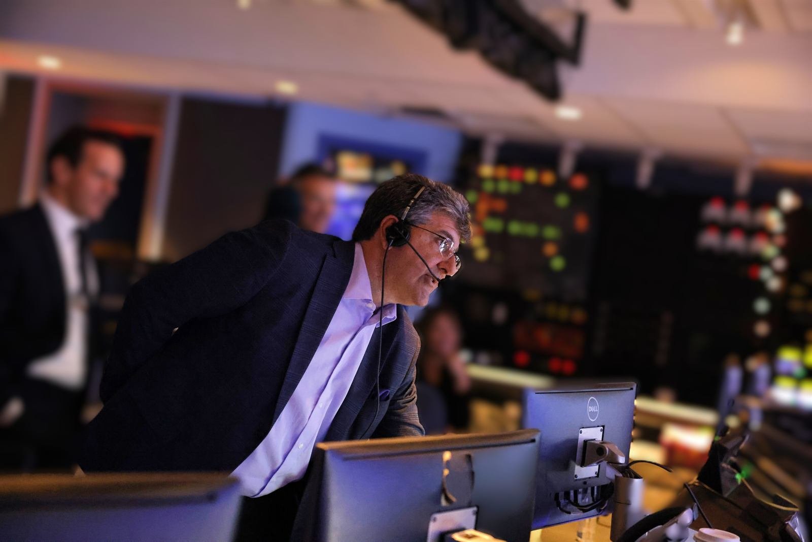 Guy Campanile monitoring a live network broadcast from a television control room